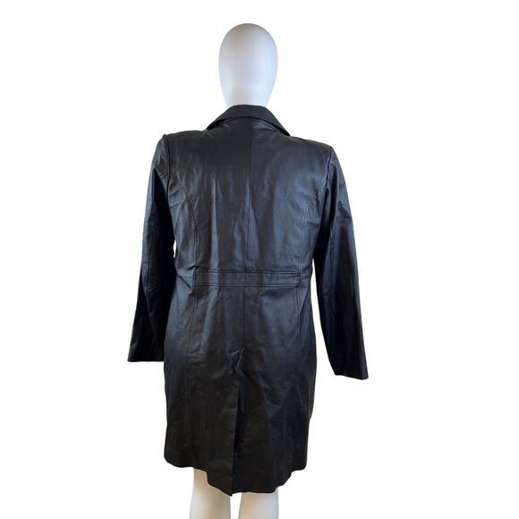 Centigrade Black Women’s Tailored Leather Long Jacket Sz L - Picture 5 of 10